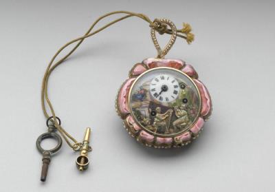 图片[2]-Pair of rose-shaped pocket watches with painted enamel, 19th century, Switzerland-China Archive